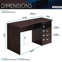 Techni Mobili Classic Computer Desk With Multiple Drawers, 29.5 X 23.6 X 51.2, Wenge