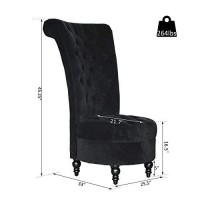 Homcom Retro Button-Tufted Royal Design High Back Armless Chair With Thick Padding And Rubberwood Legs, Black