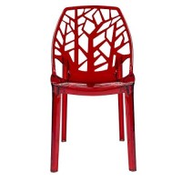 Leisuremod Modern Cornelia Dining Chair, Transparent Red