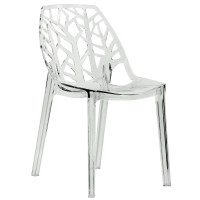 Leisuremod Cornelia Cut-Out Tree Design Modern Dining Chairs, Clear
