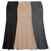 Free To Live Women'S 3 Pack Foldover High Waisted Maxi Skirts Black, Charcoal, Mocha X-Large