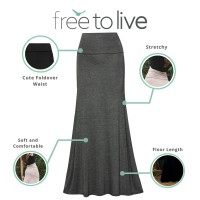 Free To Live Women'S 3 Pack Foldover High Waisted Maxi Skirts Black, Charcoal, Mocha X-Large