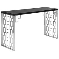 Armen Living Skyline Occasional Table With Charcoal And Chrome Finish