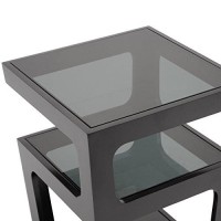 Baxton Studio Clara Modern End Table With 3-Tiered Glass Shelves, Black