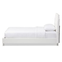 Baxton Studio Carlotta Modern Bed With Upholstered Headboard, Full, White