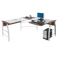 Realspace??Mezza 62W L-Shaped Corner Desk, Cherry/Chrome