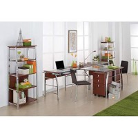 Realspace??Mezza 62W L-Shaped Corner Desk, Cherry/Chrome