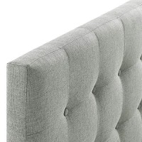 Modway Emily Tufted Button Linen Fabric Upholstered King Headboard In Gray
