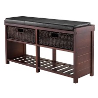Winsome Wood Colin Cushion Bench With Baskets