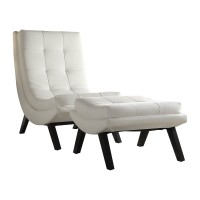 Osp Home Furnishings Tustin Faux Leather Lounge Chair And Ottoman Set With Solid Wood Legs, White