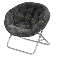 Urban Shop Faux Fur Saucer Chair, One Size, Black