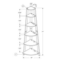Monarch Specialties Corner Accent Etagere, 72H, Dark Taupe