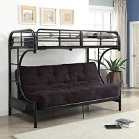 Acme Furniture Bed, Twin Top Bunk Over Fullfuton Bottom Bunk, Black
