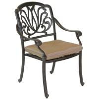 Elizabeth Outdoor Patio Dining Chair Cast Aluminum Dark Bronze Set Of 4, Walnut Cushions