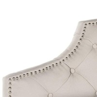 Safavieh Arebelle Taupe Linen Upholstered Tufted Headboard - Silver Nailhead (King)