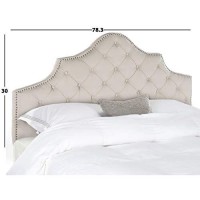 Safavieh Arebelle Taupe Linen Upholstered Tufted Headboard - Silver Nailhead (King)