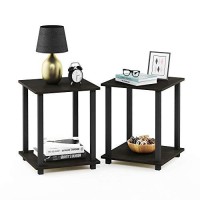 Furinno Simplistic Set Of 2 End Table, Espresso/Black