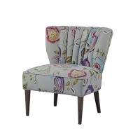 Madison Park Korey Accent Chairs - Hardwood, Birch Wood, Fabric Living Room Chairs - Khaki, Purple, Blue, Floral Paisley Style Living Room Sofa Furniture - 1 Piece Wingback Deep Seat Armless Bedroom Chairs Seats