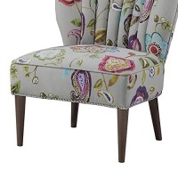 Madison Park Korey Accent Chairs - Hardwood, Birch Wood, Fabric Living Room Chairs - Khaki, Purple, Blue, Floral Paisley Style Living Room Sofa Furniture - 1 Piece Wingback Deep Seat Armless Bedroom Chairs Seats