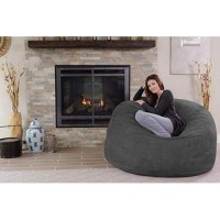 Chill Sack Bean Bag Chair: Giant 5 Memory Foam Furniture Bean Bag - Big Sofa With Soft Micro Fiber Cover - Charcoal