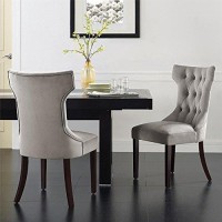 Dhp Clairborne Tufted Dining Chair (2 Pack), Wood, Taupe / Espresso