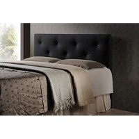 Baxton Studio Dalini Modern And Contemporary Full Black Faux Leather Headboard With Faux Crystal Buttons
