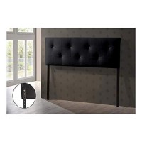 Baxton Studio Dalini Modern And Contemporary Full Black Faux Leather Headboard With Faux Crystal Buttons