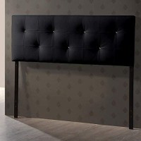 Baxton Studio Dalini Modern And Contemporary Queen Black Faux Leather Headboard With Faux Crystal Buttons