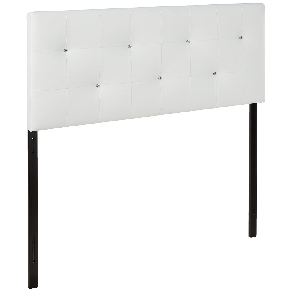 Baxton Studio Dalini Modern And Contemporary Full White Faux Leather Headboard With Faux Crystal Buttons