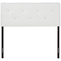Baxton Studio Dalini Modern And Contemporary Full White Faux Leather Headboard With Faux Crystal Buttons