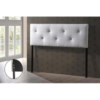 Baxton Studio Dalini Modern And Contemporary Queen White Faux Leather Headboard With Faux Crystal Buttons