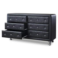 Baxton Studio Luminescence Wood Contemporary Upholstered Dresser, Black