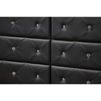 Baxton Studio Luminescence Wood Contemporary Upholstered Dresser, Black