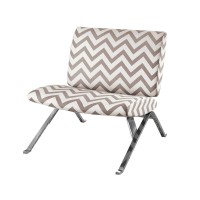 Monarch Specialties Dark Taupe Chevron Fabricchrome Metal Accent Chair, 31-Inch