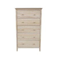 International Concepts Dresser With 5 Drawers ,Unfinished