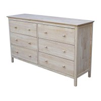 International Concepts Dresser With 6 Drawers, Unfinished