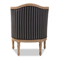 Baxton Studio Charlemagne Traditional French, Wood,Black And Grey Striped Accent Chair