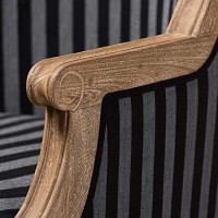 Baxton Studio Charlemagne Traditional French, Wood,Black And Grey Striped Accent Chair