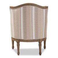 Baxton Studio Striped Charlemagne Traditional French Accent Chair, Oak Brown