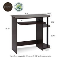 Furinno Simplistic Easy Assembly Computer Desk, With Keyboard Tray, Dark Brownblack