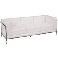 Flash Furniture Hercules Imagination Series Contemporary White Leathersoft Sofa With Encasing Frame