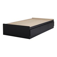 South Shore 39-Inch Vito Mates Bed With 3 Drawers, Twin, Pure Black
