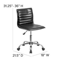 Flash Furniture Alan Low Back Designer Armless Black Ribbed Swivel Task Office Chair