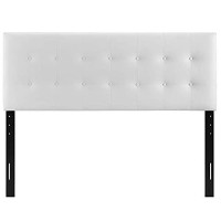 Modway Emily Tufted Button Faux Leather Upholstered Queen Headboard In White