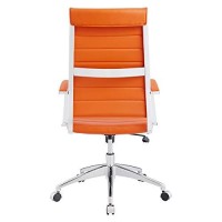 Modway Jive Ribbed High Back Tall Executive Swivel Office Chair With Arms In Orange