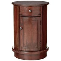 Decor Therapy Keaton Traditional Round Side Storage End Table, 26 X 17.75, Vintage Cherry
