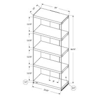 Monarch Specialties Bookcase - 5-Shelf Etagere Bookcase - Contemporary Look With Tempered Glass Frame Bookshelf - 60H (Dark Taupe)