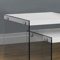 Monarch Specialties ,Nesting Table, Tempered Glass, Glossy White