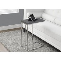 Monarch Specialties 3030, C-Shaped, End, Side, Snack, Living Room, Bedroom, Laminate, Glossy Grey, Contemporary, Modern Accent Table Chrome Metal, 1025 L X 1825 W X 2525 H