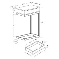 Monarch Specialties C Accent Table With Drawer-Chrome Metal Base, White